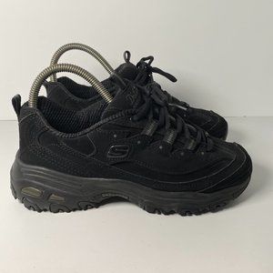 Skechers D'Lites Play On Wide Fit Comfortable Shoes Women's 8 Black Memory Foam